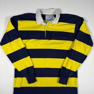 Vintage Lands’ End Striped Rugby Shirt Yellow Blue Men’s XL